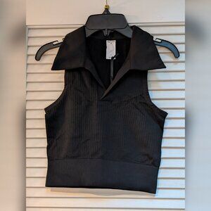 NWT Diane Von Furstenberg x Target Ribbed Black Collared Top | Size XS